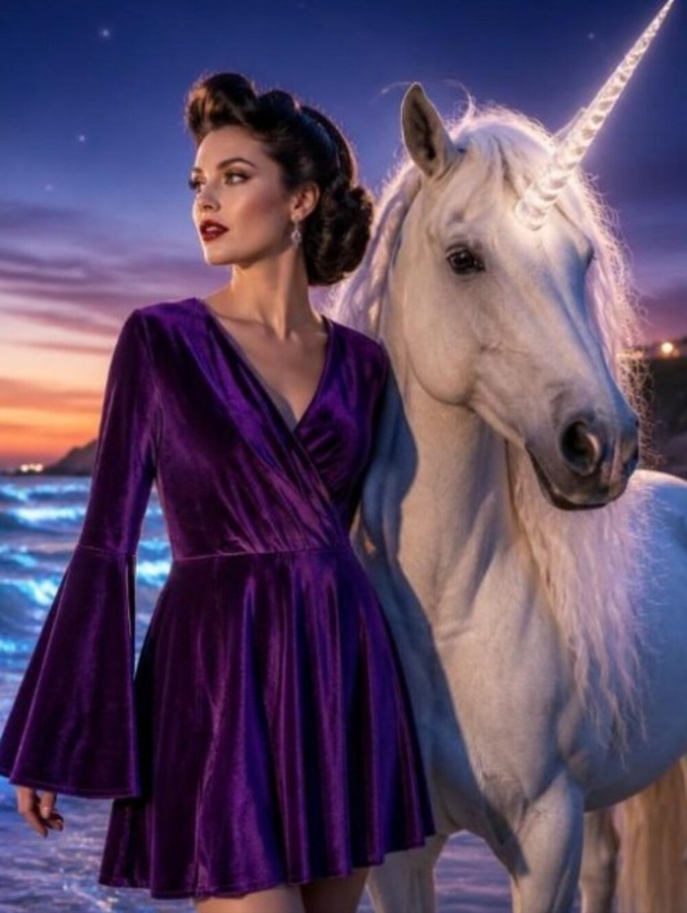 Club L London Purple Velvet Wrap Dress